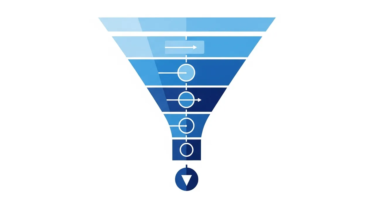 Sales funnel builder showing lead generation and conversion stages