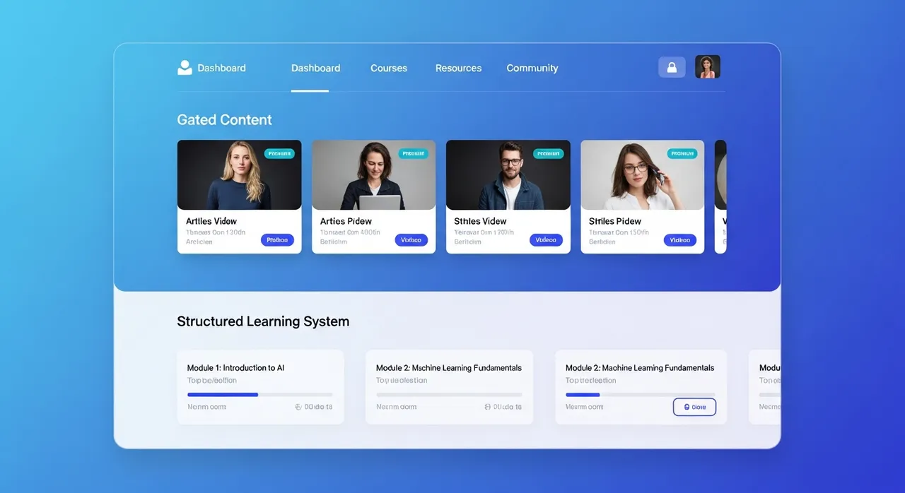 Membership platform with gated content and course access